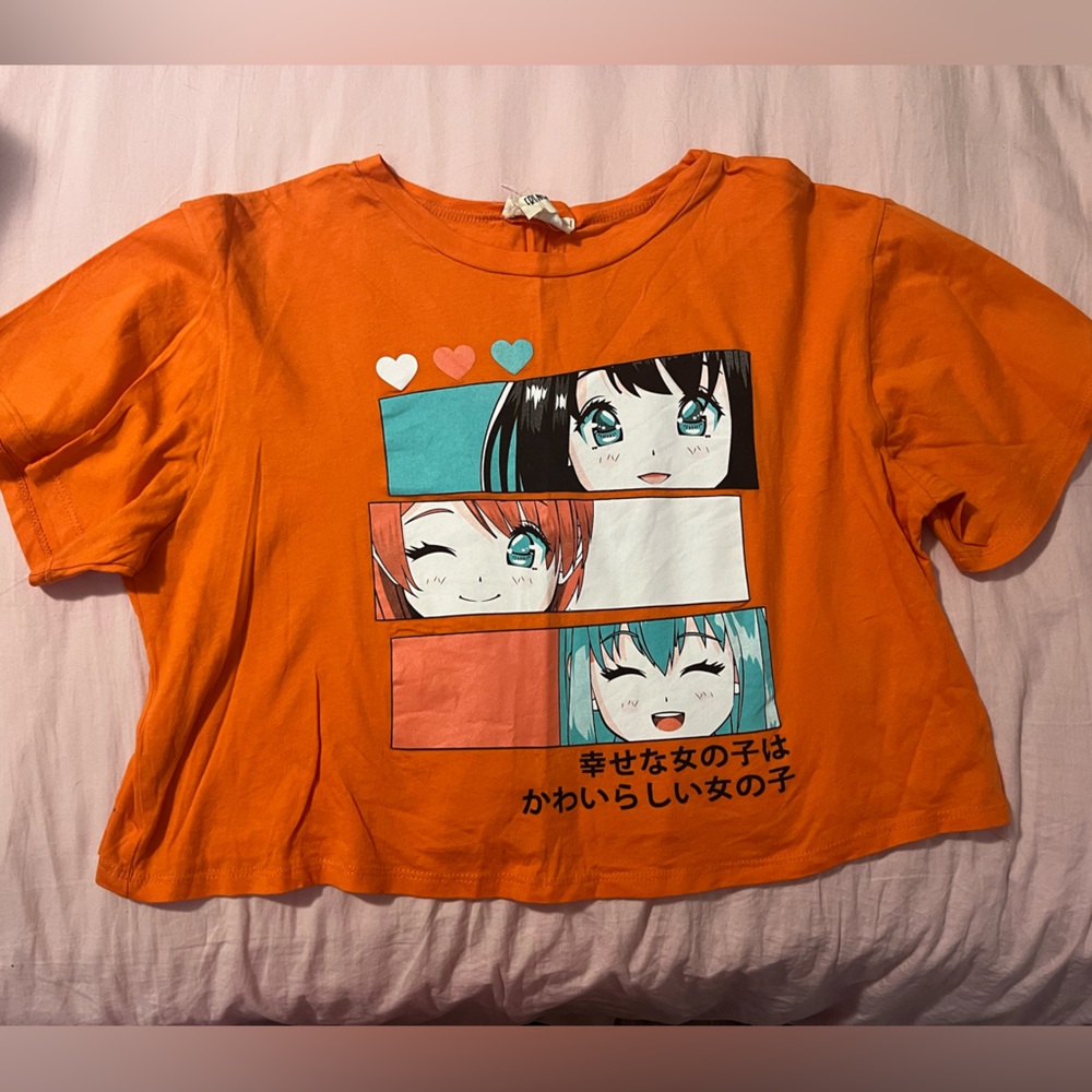 French Pastry Orange Anime Girl Crop Top